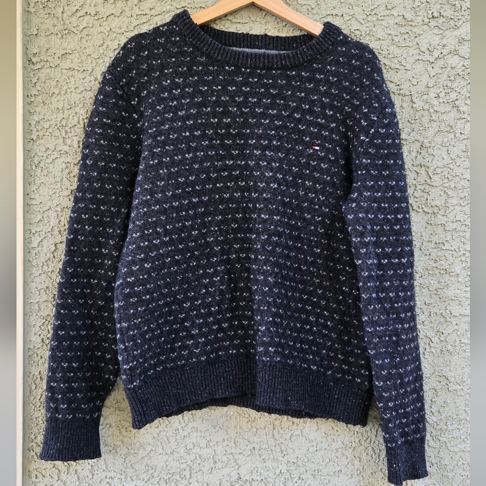 Tommy Hilfiger Wool Blend  Patterned Crewneck Sweater
